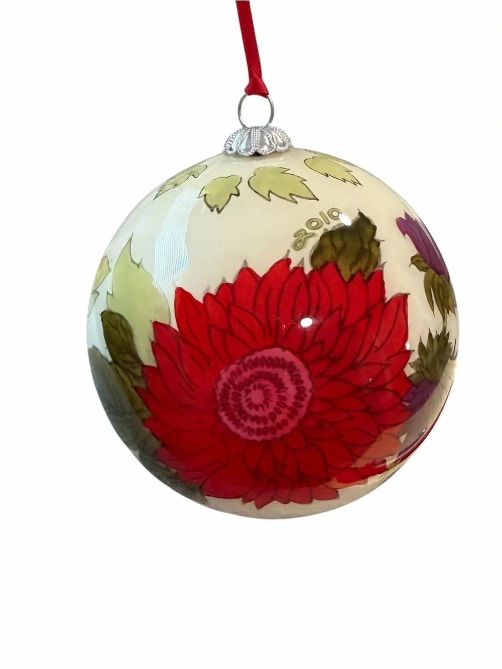 Vera Bradley Dahlia 2010 Glass Ball Ornament Christmas W Box